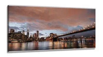 Quadro Decorativo New York Entardecer em Tecido Canvas 130x60