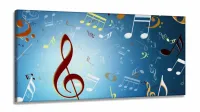 Quadro Decorativo Notas Musicais em Tecido Canvas 130x60