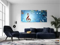 Quadro Decorativo Notas Musicais em Tecido Canvas 130x60 - Foto 5