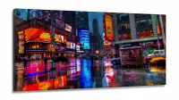Quadro Decorativo Nova York Chuva em Tecido Canvas 130x60