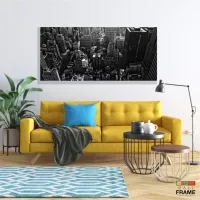 Quadro Decorativo Nova York Preto e Branco Prédios em Tecido Canvas 130x60 - Foto 7