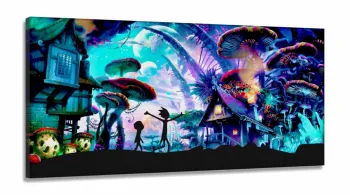 Quadro Decorativo O Mundo De Rick E Morty em Tecido Canvas 130x60