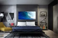 Quadro Decorativo Onda Mar Azul em Tecido Canvas 130x60 - Foto 4