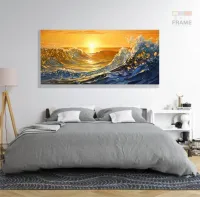 Quadro Decorativo Onda Sol Mar em Tecido Canvas 130x60 cm - Foto 6