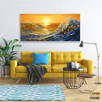 Quadro Decorativo Onda Sol Mar em Tecido Canvas 130x60 cm - Foto 7