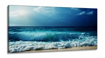 Quadro Decorativo Ondas Mar em Tecido Canvas 130x60