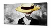 Quadro decorativo One Piece Mosaico Luffy em Tecido Canvas 130x60 - Foto 2