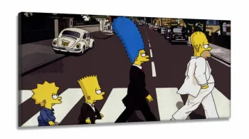 Quadro Decorativo Os Simpson - The Beatles - em Tecido Canvas 130x60