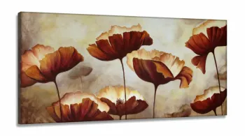 Quadro Decorativo Papoulas Design Color em Tecido Canvas 130x60