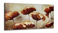 Quadro Decorativo Papoulas Design Color em Tecido Canvas 130x60