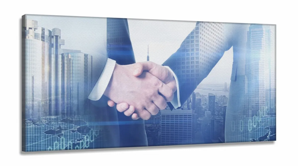Quadro Decorativo Para Escritórios Mundo Dos Negócios em Tecido Canvas 130x60 m03 Imagem