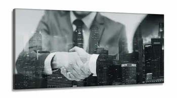 Quadro Decorativo Para Escritórios Mundo Dos Negócios em Tecido Canvas 130x60 m04