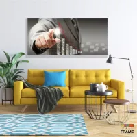 Quadro Decorativo Para Escritórios Mundo Dos Negócios em Tecido Canvas 130x60 m05 - Foto 7