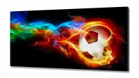 Quadro Decorativo peças Bola Futebol Fogo em Tecido Canvas 130x60 - Foto 2