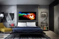 Quadro Decorativo peças Bola Futebol Fogo em Tecido Canvas 130x60 - Foto 4