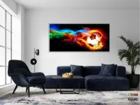 Quadro Decorativo peças Bola Futebol Fogo em Tecido Canvas 130x60 - Foto 5
