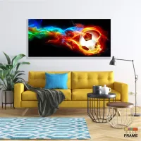 Quadro Decorativo peças Bola Futebol Fogo em Tecido Canvas 130x60 - Foto 7