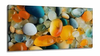 Quadro Decorativo Pedras Coloridas Moderno em Tecido Canvas 130x60 cm
