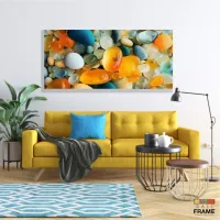 Quadro Decorativo Pedras Coloridas Moderno em Tecido Canvas 130x60 cm - Foto 7