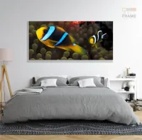 Quadro Decorativo Peixe Palhaço em Tecido Canvas 130x60 - Foto 6