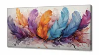 Quadro Decorativo Penas Coloridas em Tecido Canvas 130x60 cm - Foto 2