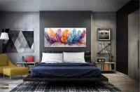 Quadro Decorativo Penas Coloridas em Tecido Canvas 130x60 cm - Foto 4