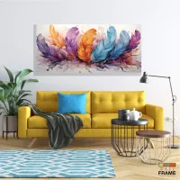 Quadro Decorativo Penas Coloridas em Tecido Canvas 130x60 cm - Foto 7