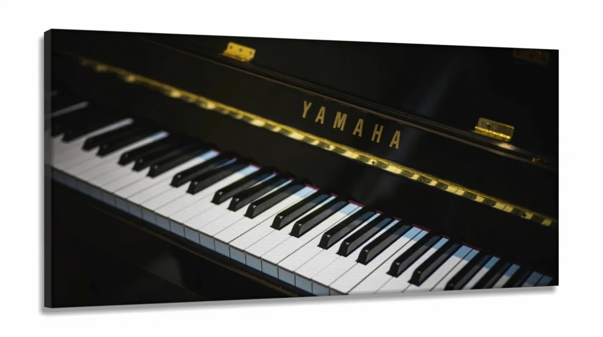 Quadro Decorativo Piano Música Decorativo em Tecido Canvas 130x60 Imagem