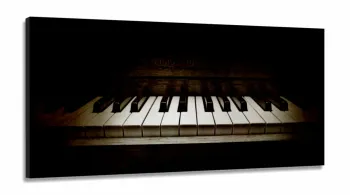 Quadro Decorativo Piano Retro Música Com Tela em Tecido Canvas 130x60