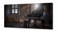 Quadro Decorativo Piano Retrô Músicaem Tecido Canvas 130x60 - Foto 2