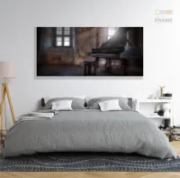 Quadro Decorativo Piano Retrô Músicaem Tecido Canvas 130x60 - Foto 6