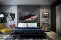 Quadro Decorativo Piano Rosa Vermelha em Tecido Canvas 130x60 - Foto 4