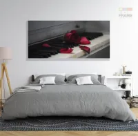 Quadro Decorativo Piano Rosa Vermelha em Tecido Canvas 130x60 - Foto 6