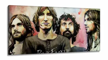 Quadro Decorativo Pink Floyd Banda em Tecido Canvas 130x60