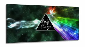 Quadro Decorativo Pink Floyd Logo em Tecido Canvas 130x60