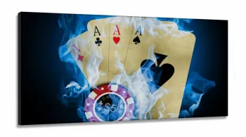 Quadro decorativo Poker - Jogo de Cartas - Tela em Tecido 120x60 3 peças