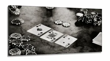Quadro Decorativo Poker Cartas Com Tela Em Tecido 120x60 3 peças