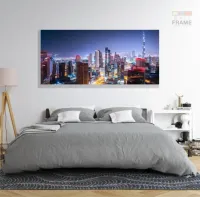 Quadro Decorativo Prédios Cidade Dubai Vista Noturna em Tecido Canvas 130x60 - Foto 6