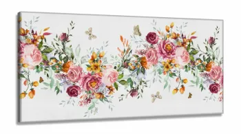 Quadro Decorativo Quarto Escritório Floral em Tecido Canvas 130x60