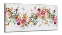Quadro Decorativo Quarto Escritório Floral em Tecido Canvas 130x60