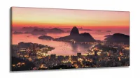 Quadro Decorativo Rio de Janeiro Entardecer em Tecido Canvas 130x60