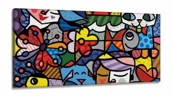 Quadro Decorativo Romero Brito em Tecido Canvas 130x60