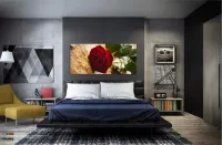 Quadro Decorativo Rosa Vermelha Música em Tecido Canvas 130x60 - Foto 4