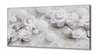 Quadro Decorativo Rosas Brancas Estilo 3d em Tecido canvas 130x60 - Foto 2