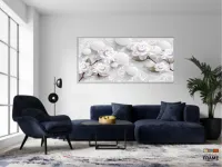 Quadro Decorativo Rosas Brancas Estilo 3d em Tecido canvas 130x60 - Foto 5