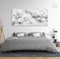 Quadro Decorativo Rosas Brancas Estilo 3d em Tecido canvas 130x60 - Foto 6
