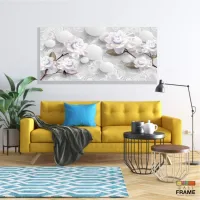 Quadro Decorativo Rosas Brancas Estilo 3d em Tecido canvas 130x60 - Foto 7