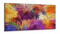 Quadro Decorativo Sala Quarto Artístico Colorido Roxo em Tecido canvas 130x60