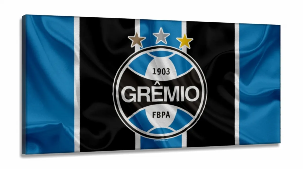 Quadro Decorativo Sala Quarto Escritório Grêmio Bandeiraem Tecido Canvas 130x60 Imagem
