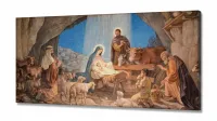 Quadro Decorativo Sala Quarto Escritório Jesus Presépio em Tecido Canvas 130x60 - Foto 2